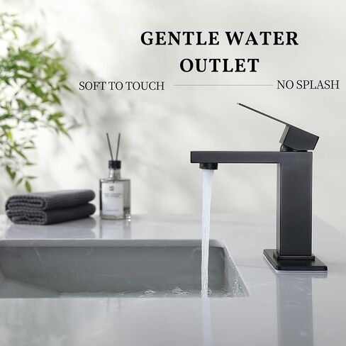 صنبور الحمام الأسود، صنبور حوض الحمام، صنبور ثقب واحد 【جميع الفولاذ المقاوم للصدأ SUS304 】مقبض واحد، صنابير الغرور ذات فتحة واحدة لحوض الحمام، صنبور حمام أسود غير لامع بدون رصاص، SF3-BK in Kuwait