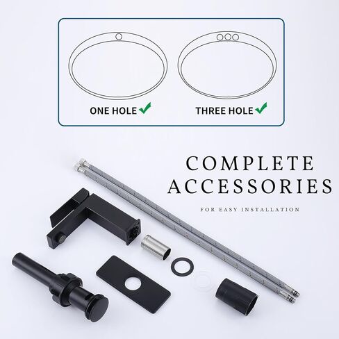 صنبور الحمام الأسود، صنبور حوض الحمام، صنبور ثقب واحد 【جميع الفولاذ المقاوم للصدأ SUS304 】مقبض واحد، صنابير الغرور ذات فتحة واحدة لحوض الحمام، صنبور حمام أسود غير لامع بدون رصاص، SF3-BK in Kuwait