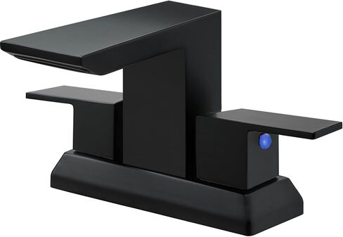 BESy حوض الحمام صنبور مركزي 4 بوصة صنبور الحمام لمدة 3 ثقوب، ماتي الأسود الحمام الغرور صنبور مجموعة اثنين 2 مقابض 3 فتحات مع خراطيم إمدادات cUPC، محمولة على سطح السفينة in Kuwait