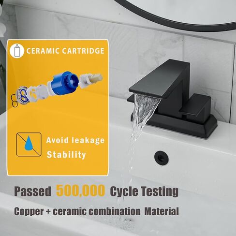 BESy حوض الحمام صنبور مركزي 4 بوصة صنبور الحمام لمدة 3 ثقوب، ماتي الأسود الحمام الغرور صنبور مجموعة اثنين 2 مقابض 3 فتحات مع خراطيم إمدادات cUPC، محمولة على سطح السفينة in Kuwait