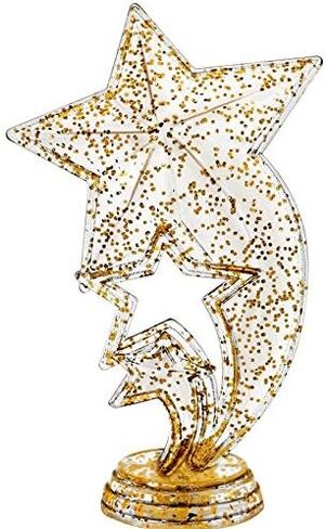 Crown Awards Star Trophies with Custom Engraving, 6" Personalized Gold Glitter Rocket Star Trophy On Black Base Prime in Saudi Arabia