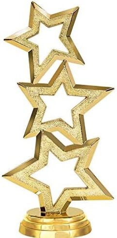 Crown Awards Gold Star Trophies with Custom Engraving, 6" Personalized Three Stars Recognition Trophy On Black Base Prime in Saudi Arabia