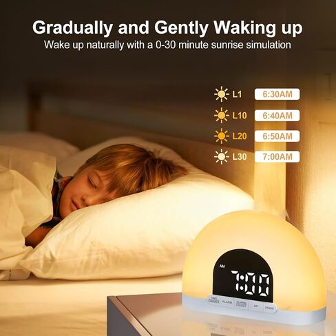 Sunrise Alarm Clock,Simulated Sunrise Ambient Lighting,Alarm Clocks for Bedrooms,Kids Alarm Clock,Alarm Clock for Kids in Saudi Arabia