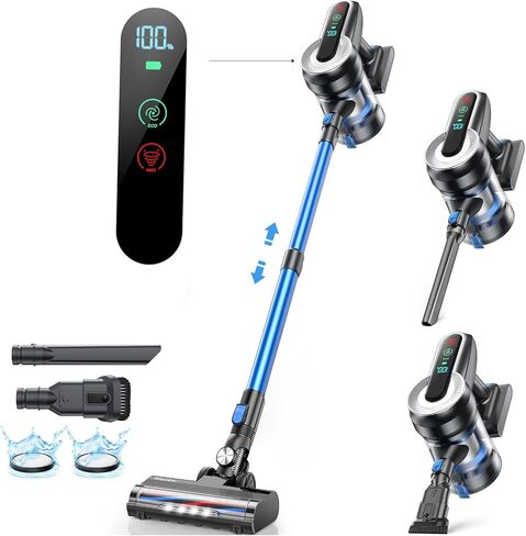 Cordless Vacuum Cleaner, 40KPA Powerful Vacuum Cleaners for Home with LED Display, Up to 55 Mins Runtime, 1.5L Dust Cup, Lightweight Stick Vacuum Cleaner for Pet Hair, Carpet, Hardwood in Saudi Arabia