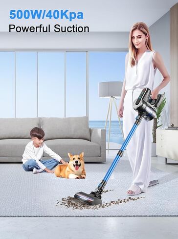 Cordless Vacuum Cleaner, 40KPA Powerful Vacuum Cleaners for Home with LED Display, Up to 55 Mins Runtime, 1.5L Dust Cup, Lightweight Stick Vacuum Cleaner for Pet Hair, Carpet, Hardwood in Saudi Arabia