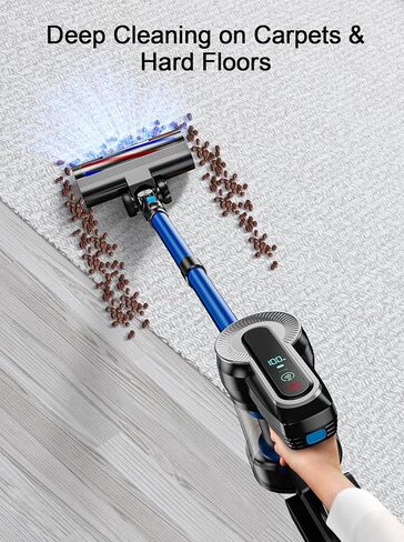 Cordless Vacuum Cleaner, 40KPA Powerful Vacuum Cleaners for Home with LED Display, Up to 55 Mins Runtime, 1.5L Dust Cup, Lightweight Stick Vacuum Cleaner for Pet Hair, Carpet, Hardwood in Saudi Arabia