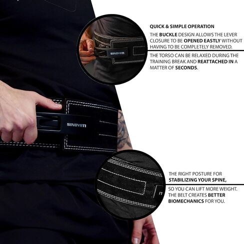 Weight-lifting belt for men with lever buckle, gym belt for women, lever belt of genuine leather, heavy duty deadlift belt / squat belt for Powerlifting Strength Training Bodybuilding, 8.5cm / 10cm Height in Saudi Arabia