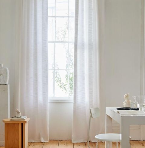 Sunbrella Taylor Light Filtering Curtains | 50 in. W X 84 in. L | White | Fade Proof Drapes with UV Protection | Versatile Hanging Options for Home Decor | Single Curtain Panel in Saudi Arabia