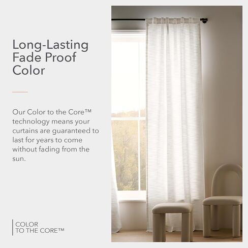 Sunbrella Taylor Light Filtering Curtains | 50 in. W X 84 in. L | White | Fade Proof Drapes with UV Protection | Versatile Hanging Options for Home Decor | Single Curtain Panel in Saudi Arabia