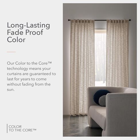 Sunbrella Taylor Light Filtering Curtains | 50 in. W X 84 in. L | White | Fade Proof Drapes with UV Protection | Versatile Hanging Options for Home Decor | Single Curtain Panel in Saudi Arabia
