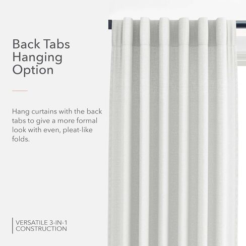 Sunbrella Taylor Light Filtering Curtains | 50 in. W X 84 in. L | White | Fade Proof Drapes with UV Protection | Versatile Hanging Options for Home Decor | Single Curtain Panel in Saudi Arabia