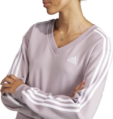 adidas Essentials 3-Stripes V-Neck Sweatshirt Preloved Fig MD in Saudi Arabia