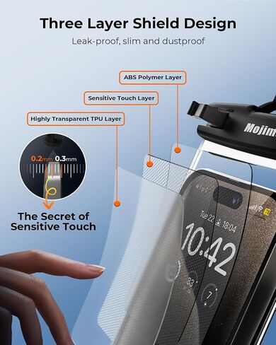 Waterproof Phone Pouch 8'', IPX8 Waterproof Phone Case with Lanyard Protector for iPhone 15 14 13 12 11 Pro Max XR XS 8 7 Plus Samsung Galaxy, Cellphone Dry Bag for Beach - 2 Pack/Black in Saudi Arabia