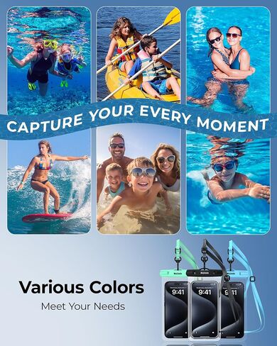 Waterproof Phone Pouch 8'', IPX8 Waterproof Phone Case with Lanyard Protector for iPhone 15 14 13 12 11 Pro Max XR XS 8 7 Plus Samsung Galaxy, Cellphone Dry Bag for Beach - 2 Pack/Black in Saudi Arabia