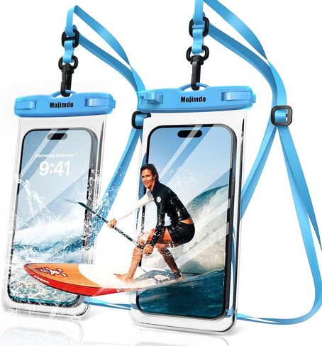 Waterproof Phone Pouch 8'', IPX8 Waterproof Phone Case with Lanyard Protector for iPhone 15 14 13 12 11 Pro Max XR XS 8 7 Plus Samsung Galaxy, Cellphone Dry Bag for Beach - 2 Pack/Black in Kuwait