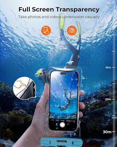 Waterproof Phone Pouch 8'', IPX8 Waterproof Phone Case with Lanyard Protector for iPhone 15 14 13 12 11 Pro Max XR XS 8 7 Plus Samsung Galaxy, Cellphone Dry Bag for Beach - 2 Pack/Black in Kuwait