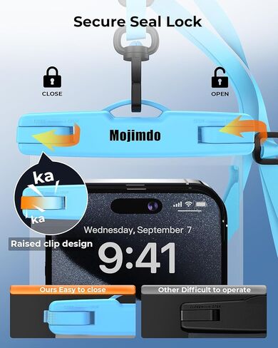 Waterproof Phone Pouch 8'', IPX8 Waterproof Phone Case with Lanyard Protector for iPhone 15 14 13 12 11 Pro Max XR XS 8 7 Plus Samsung Galaxy, Cellphone Dry Bag for Beach - 2 Pack/Black in Kuwait