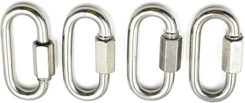 موصل سلسلة ربط سريع من الفولاذ المقاوم للصدأ M8 5/16 بوصة (8 مم) قفل على شكل D للحلقة والأرجوحة والتخييم - عبوة من 4 قطع in Kuwait