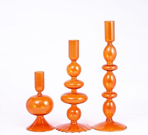 Three Pieces Glass Candle Holder, Table Decoration, Conical Contemporary Style Candle Holder, Suitable for Wedding Decoration, Family Dinner Party, Home Decoration(Green) in Saudi Arabia