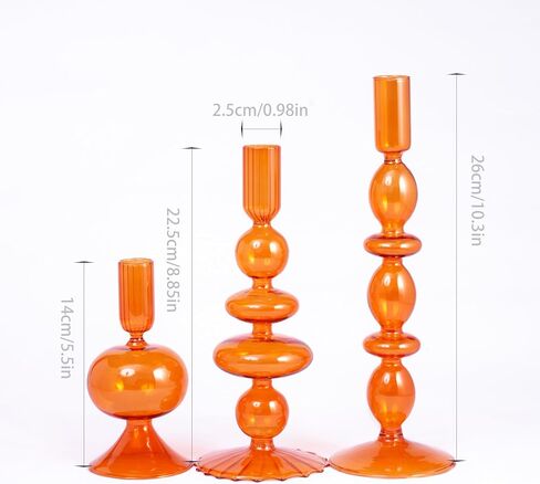 Three Pieces Glass Candle Holder, Table Decoration, Conical Contemporary Style Candle Holder, Suitable for Wedding Decoration, Family Dinner Party, Home Decoration(Green) in Saudi Arabia