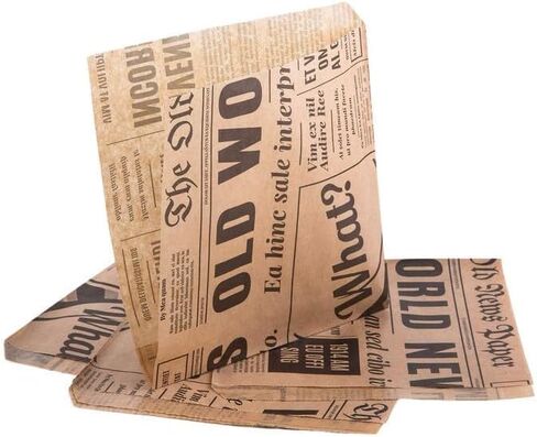 (Pack of 50) Oldnews Kraft Paper Party Merchandise 5.9 x 5.9 inches / (15 x 15 cm) Sack Bags Lunch storage container food burger fries, Light Brown in Saudi Arabia