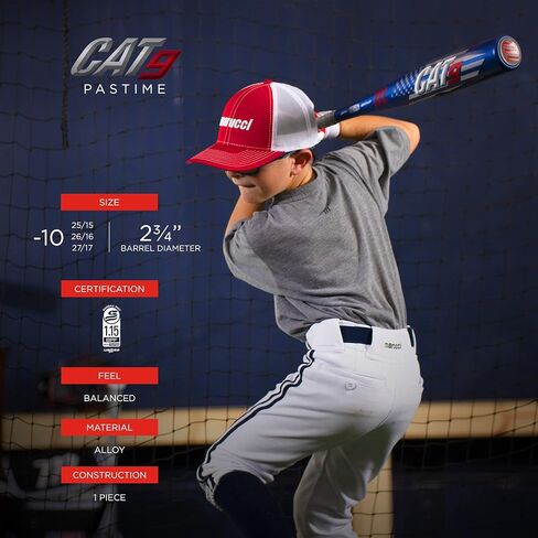 Marucci CAT9 Pastime -10 USSSA Junior Big Barrel مضرب بيسبول معدني للشباب، 2 3/4 بوصة برميل in Saudi Arabia
