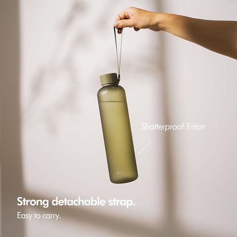 KIVY Clear water bottle 32oz [Lightweight & Shatterproof] Slim water bottles screw top - Transparent water bottle clear plastic water bottles - Skinny water bottle aesthetic - Bpa free, Cream White in Kuwait