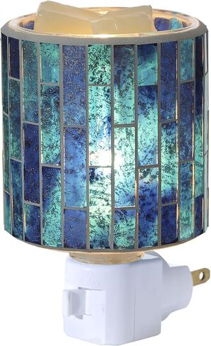 Mosaic Glass Plug-in Fragrance Wax Melt Warmer, Decorative Pluggable Night Light (Fan Shape Mermaid) in Saudi Arabia