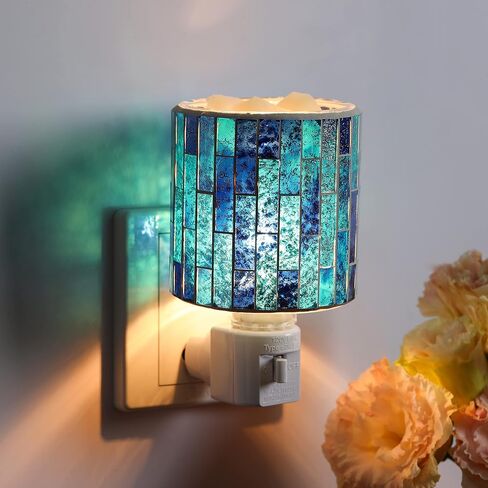 Mosaic Glass Plug-in Fragrance Wax Melt Warmer, Decorative Pluggable Night Light (Fan Shape Mermaid) in Saudi Arabia