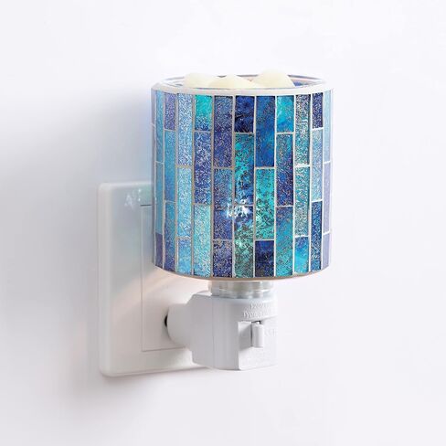 Mosaic Glass Plug-in Fragrance Wax Melt Warmer, Decorative Pluggable Night Light (Fan Shape Mermaid) in Saudi Arabia