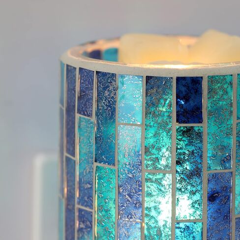 Mosaic Glass Plug-in Fragrance Wax Melt Warmer, Decorative Pluggable Night Light (Fan Shape Mermaid) in Saudi Arabia