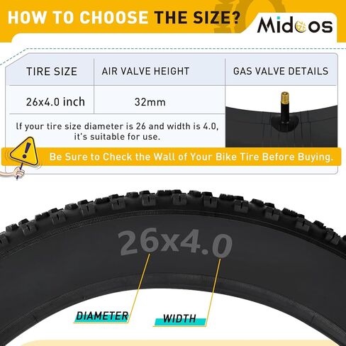 أنبوب دراجة مقاس 20/26 × 4.0 بوصة، عبوتان من أنبوب إطار الدراجة السميكة مع ساق صمام شريدر AV 32 مم، مجموعات استبدال الأنابيب الداخلية للدراجة ذات الإطارات الدهنية للدراجات الجبلية والدراجات الكهربائية ودراجات الشاطئ السميكة وعربات الثلج in Kuwait