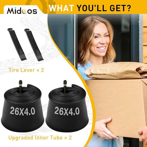 أنبوب دراجة مقاس 20/26 × 4.0 بوصة، عبوتان من أنبوب إطار الدراجة السميكة مع ساق صمام شريدر AV 32 مم، مجموعات استبدال الأنابيب الداخلية للدراجة ذات الإطارات الدهنية للدراجات الجبلية والدراجات الكهربائية ودراجات الشاطئ السميكة وعربات الثلج in Kuwait