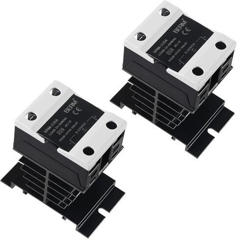 2Set SSR-25DA مرحل الحالة الصلبة، DC إلى AC 25A مدخل 3-32VDC/24-380V AC مرحل الحالة الصلبة أحادي الطور مع مشتت حراري أسود (SSR-25DA + بالوعة حرارية) in Saudi Arabia