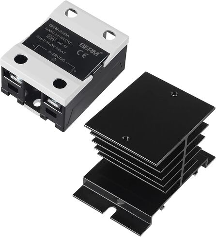 2Set SSR-25DA مرحل الحالة الصلبة، DC إلى AC 25A مدخل 3-32VDC/24-380V AC مرحل الحالة الصلبة أحادي الطور مع مشتت حراري أسود (SSR-25DA + بالوعة حرارية) in Saudi Arabia