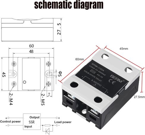 2Set SSR-25DA مرحل الحالة الصلبة، DC إلى AC 25A مدخل 3-32VDC/24-380V AC مرحل الحالة الصلبة أحادي الطور مع مشتت حراري أسود (SSR-25DA + بالوعة حرارية) in Saudi Arabia