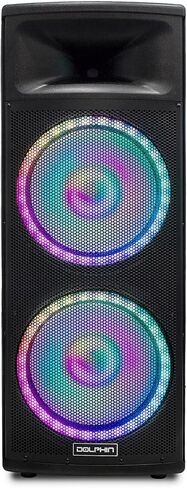 دولفين SPX-280BT الجديد - صوت جهير عميق قوي | مكبرات صوت مزدوجة مقاس 15 بوصة، بقدرة 6500 وات - نظام سماعات بلوتوث PA مع عرض ضوء LED، وهزاز أرضي in Kuwait