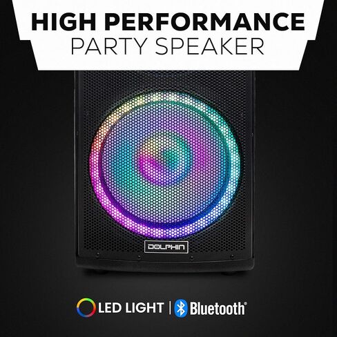 دولفين SPX-280BT الجديد - صوت جهير عميق قوي | مكبرات صوت مزدوجة مقاس 15 بوصة، بقدرة 6500 وات - نظام سماعات بلوتوث PA مع عرض ضوء LED، وهزاز أرضي in Kuwait
