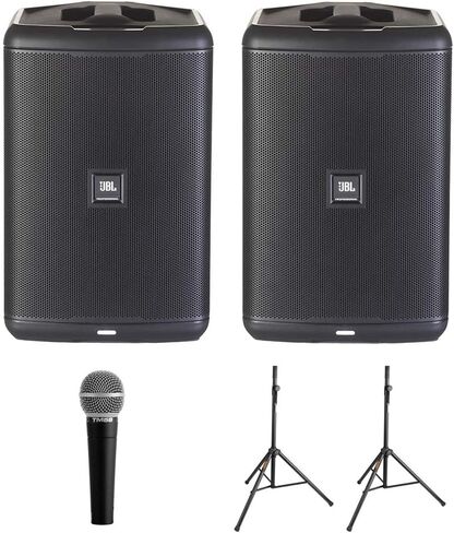 JBL EON ONE مدمج شخصي الكل في واحد قابل لإعادة الشحن (زوج) مع ميكروفون صوتي و(2) حزمة حامل مكبر الصوت in Saudi Arabia