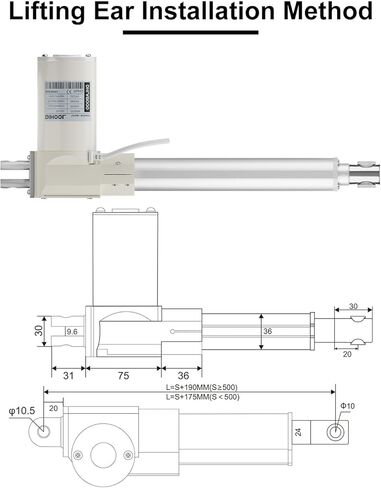 DIHOOL طقم المحرك الخطي 24 فولت 6 "بوصة 3.3 مللي متر/ثانية 8000N 1700lb موتور تيار مباشر محركات الحركة الخطية الكهربائية in Kuwait