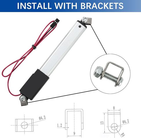 محرك خطي صغير 4 بوصة 4 بوصة 12 فولت 96N/21.6 رطل سرعة المحرك الخطي الكهربائي الصغير 0.37 بوصة/ثانية مع دعامات تثبيت، للروبوتات، أتمتة المنزل in Kuwait