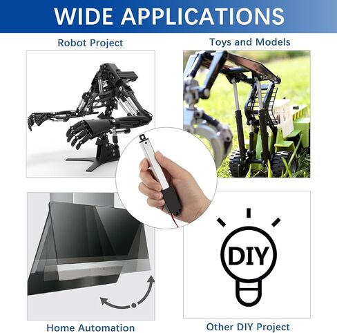 محرك خطي صغير 4 بوصة 4 بوصة 12 فولت 96N/21.6 رطل سرعة المحرك الخطي الكهربائي الصغير 0.37 بوصة/ثانية مع دعامات تثبيت، للروبوتات، أتمتة المنزل in Kuwait