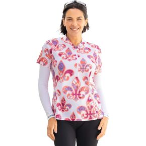 Terry Cycling Jersey Womens Actif Short Sleeve Bike Top, UPF 50+ Summer Top for Women, Reg. & Plus Sizes