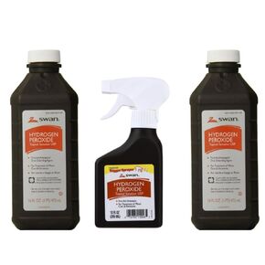 Swan Hydrogen Peroxide Topical Solution - (1) 10oz. Spray Bottle (2) 16oz. Bottles, brown