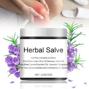 Organic Herbal Salve,Organic Herbal Salve 4oz, Comfrey Organic Herbal Salve Cream Ointment, Comfrey Salve Ointment, Skin Soothing Balm, Skin Body Care Ointment