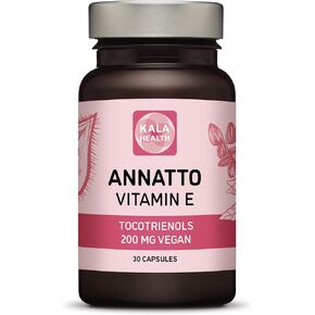 Kala Health Annatto Tocotrienols Vegan Vitamin E Supplements, Tocopherol Free, Eannatto Capsules Without PAH's and contaminants - Improved from Deltagold - 200mg - Non-GMO & Antioxidant (30)