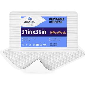 Extra Large Incontinence Bed Pads, Super Absorbency Disposable underpad Leakproof Quick DryingThick Puppy Pads 31"x36" (10)