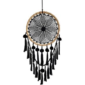 Large Black Dream Catcher Macrame with Woven Tassels Pom Poms & Beads Boho Wall Home Decor Gift - XL Size - 34" Long & 12" Wide