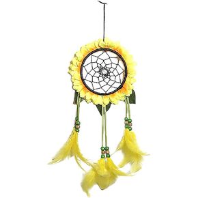 DECHOUS Sunflower Dream Catcher Spring Feathered Hanging Ornament Traditional Circular Net Tassel Dream Catchers Wedding Wall Hanging Decoration