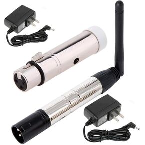 DMX Wireless 2Pcs 2.4G DMX512 1Pcs Female Receiver 1Transmitter for DMX Transmitter Light Controller, DJ Equipment, LED Stage, Bar, Disco, Theater, Concert, PAR Effect Lamp, Silver